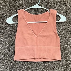 Light Pink Ribbed Cropped Tank